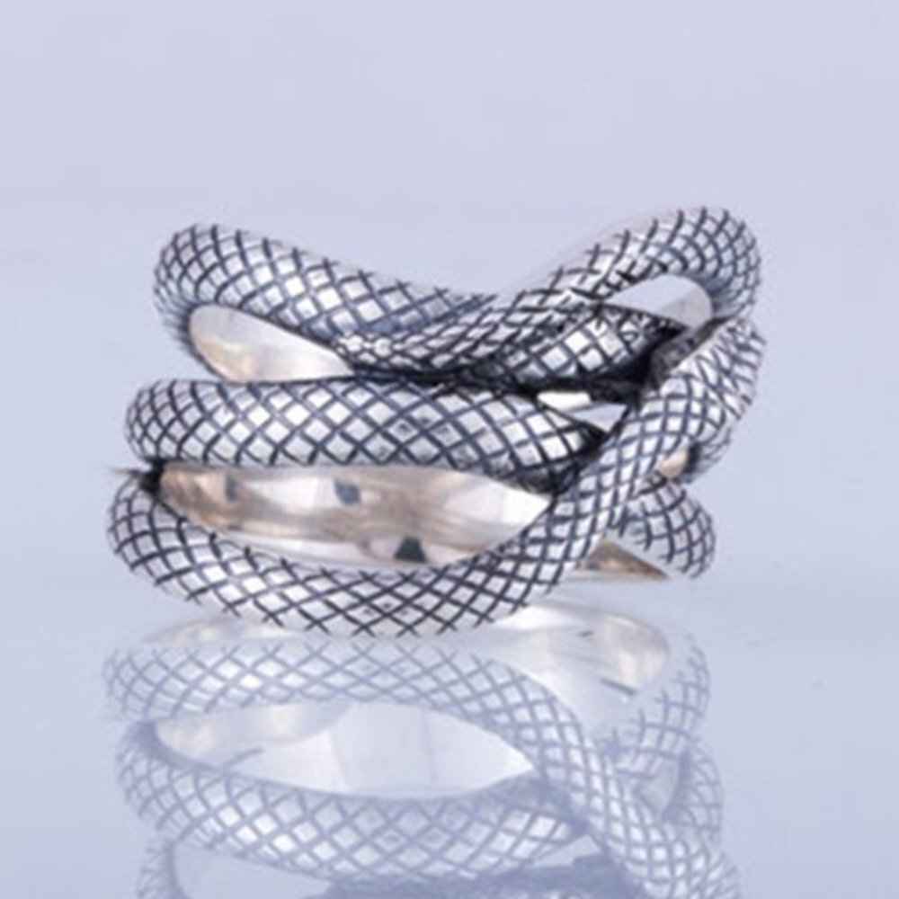 💞Trendy Multi Layer Snake Vintage Carved Silver Fashion RingUNVN12123 - Picture 2 of 6